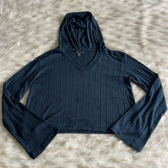 Athleta Harmony Pose Hoodie Sweatshirt in Dark Sardinia Blue Heather - Picture 1 of 12